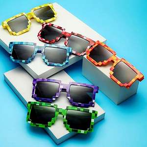 Lunettes de soleil personnalisées avec logo, pour hommes et femmes, pour fêtes, amusantes, carrées, dessin animé, hip-hop, fête d'anniversaire, cosplay, mosaïque de pixels, pour hommes et femmes - Product Image 2