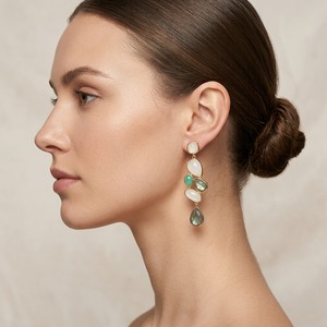 White Moonstone Labradorite Green Onyx 18k Gold Plated Brass <b>Earring</b> Bohemia Style Geometric Drop <b>Earring</b> Women Fashion Jewelry - Product Image 2