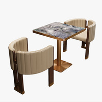 Meubles de restaurant commerciaux modernes et minimalistes OEM/ODM, tables carrées en acier inoxydable avec plateau en pierre, mousse haute densité