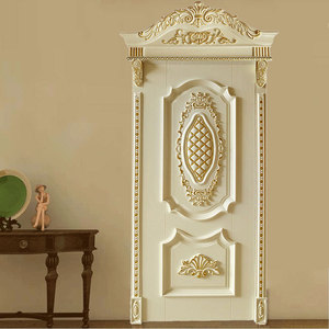 Su misura in legno massello popolare intagliato interno porta bianca stile <span class=keywords><strong>corte</strong></span> aperta camera da letto piatta in legno massiccio intagliato porta - Product Image 5