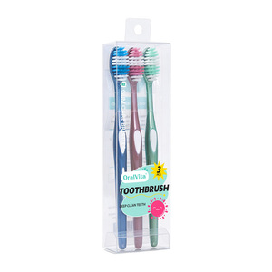 <b>Soft</b> Bristle Toothbrush Nylon Adult Home Use 3 Pack Deep Cleaning Family Set - Product Image 2