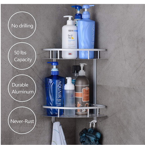 En Aluminium Durable 2 Niveaux <span class=keywords><strong>Étagère</strong></span> de <span class=keywords><strong>Douche</strong></span> Cuisine Panier De Rangement Adhésif D'aspiration <span class=keywords><strong>Étagère</strong></span>s D'<span class=keywords><strong>angle</strong></span> <span class=keywords><strong>Douche</strong></span> Caddy - Product Image 3