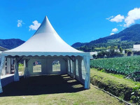Tente Pagode de Luxe Robuste à Structure en Aluminium pour Événements Extérieurs, Mariages et Fêtes, avec Fenêtres de Style Église