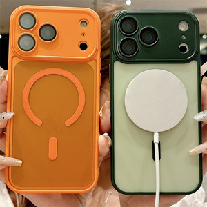 Nuova custodia per telefono magnetica con rivestimento per cellulare satinato <span class=keywords><strong>arancione</strong></span> per <span class=keywords><strong>iPhone</strong></span> 17 17 Pro 17 Pro Max 17 Air 16 15 14 12 Case - Product Image 4