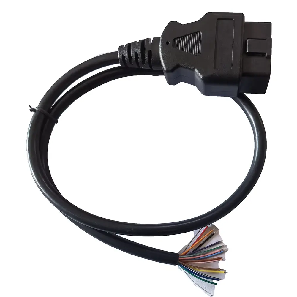 Perakitan kustom 16Pin J132 OBD2 OBD-II konektor laki-laki untuk kabel ekstensi diagnostik OBD kawat steker terbuka