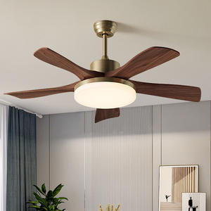 Ventilateur de plafond avec lumière pour salle à manger, couleur bois de noyer, style nordique, salon, chambre à coucher, nouveau style chinois, bronze, <span class=keywords><strong>lustre</strong></span> solide - Product Image 2