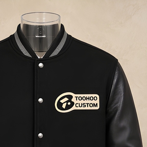 Chaqueta Bomber Varsity para Hombre, Mezcla de Lana, Cuello Alto Acanalado, Botones a Presión, Corte Regular, Invierno - Product Image 3