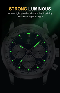 Jam Tangan Pria POEDAGAR 921 Classic Chronograph Quartz Kaca Hardlex Kekerasan Tinggi Tahan Air 30M Tampilan Tanggal Tali Kulit - Product Image 4