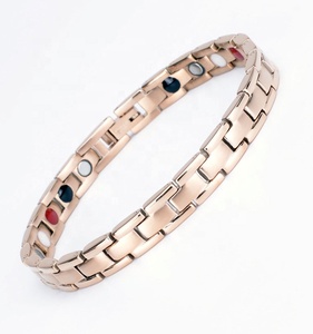 New Trendy Cheap 4 em 1 Bio Titanium Saúde Terapia Magnética Pulseiras Power Rose Gold para Mulheres e Homens - Product Image 1