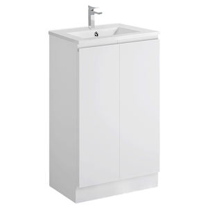 Espejo de tocador cuadrado de baño de resina blanca brillante alto independiente del fabricante de China - Product Image 1