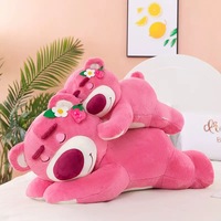 Ours en peluche fraise allongé 40/55/70/90/105 cm, très populaire, doux et moelleux, cadeau idéal pour la Saint-Valentin