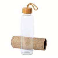 Botella de Agua Reutilizable Ecológica de Vidrio Borosilicato de 500 ml, Libre de BPA, Apta para Lavavajillas, con Tapa de Bambú y Funda de Yute, Unisex