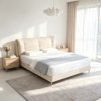 Lit en fer rembourré en cuir noir moderne et confortable avec rangement, taille King/Queen, cadre en bois de pin, chambre à coucher V568