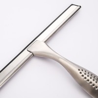 Outil de nettoyage des vitres antidérapant en acier inoxydable 3-en-1 grattoir à eau domestique brosse de nettoyage des vitres raclette essuie-glace métal pour sol