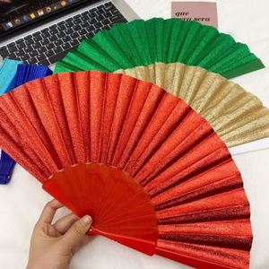 Wholesale 23cm Classic Style <b>Glitter</b> Plastic Hand Fan Eco-Friendly and Waterproof for Decorative Dancing - Product Image 3