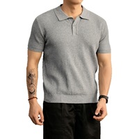 Polo tricoté à manches courtes pour homme, col à revers, col en V, style Old Money, rayé, tee-shirt professionnel, vente en gros d'usine, logo personnalisé