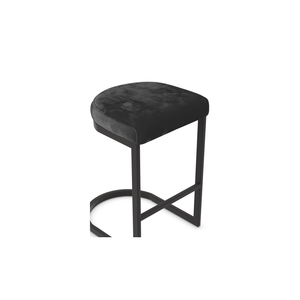 Стильный барный стул из вельвета с прочным черным металлическим каркасом, арочной опорной базой и удобным сиденьем для домашнего бара, кухонной стойки (США) - Product Image 5