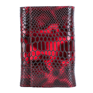 Cartera Corta de Cuero Genuino para Mujer, Diseño Vintage, Color Rojo Serpentina, Impermeable, con Ranuras para Tarjetas de Crédito - Product Image 1