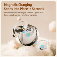 Earbud Bluetooth Open Ear Grosir, Headset Olahraga Nirkabel dengan Penerjemah AI, Daya Tahan Baterai Lama, Tahan Air, OEM ODM