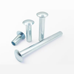 Rivet semi-tubulaire en acier au carbone zingué, rivet à tête plate large pour produits pliables - Product Image 3