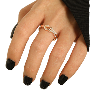 S925 Zilver Geknoopte Diamanten Ring Vrouwelijke Eenvoudige Niche Design Gold Plating Trendy Fijne Sieraden Voor Bruiloft Vriendschap Belangrijkste Zirkoon - Product Image 3
