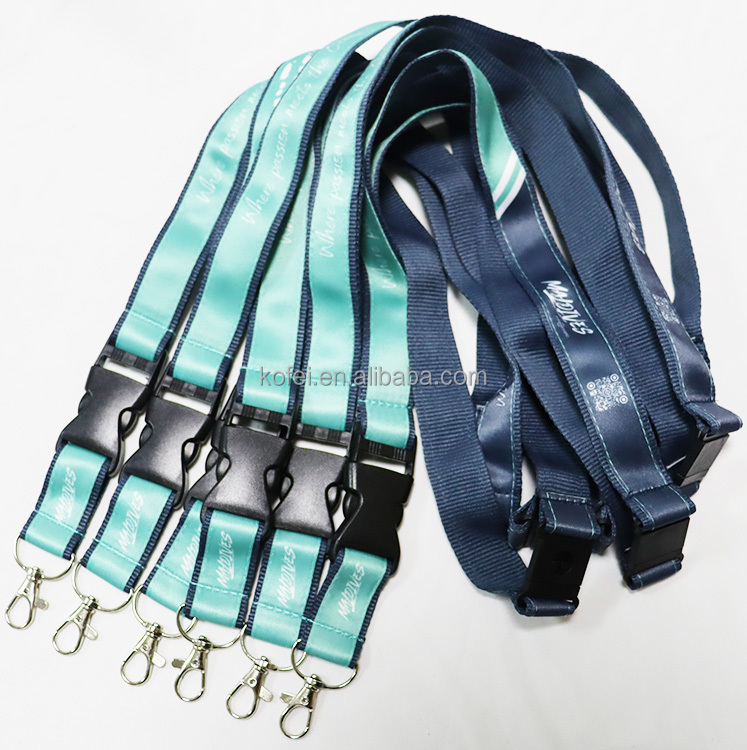 Custom Satin Woven Breakaway Sublimation Keychain Lanyards With Logo Custom Polyester Double Layer Satin Lanyard Image 3