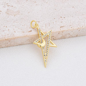 18k सोने की प्लेटेड स्टेनलेस स्टील मून स्टार सूर्य सिक्का डाविद, स्टार आकर्षण पेलेंट हैंडमेड डाई गहने - Product Image 5