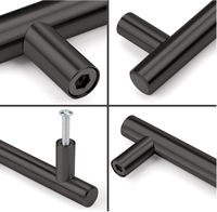 Poignées de meubles modernes en acier inoxydable noir mat KeYa pour commodes, armoires de cuisine, chambres à coucher