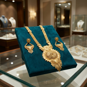 Wholesale Fashion 14K 18K 24K Gold Filled Jewelry, Floral Design Indian Jewelry, Forming Long Jewelry, Brass Gold Plated Jewelry - Product Image 3