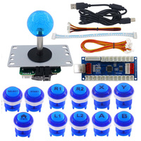 Kit DIY pour manette d'arcade : encodeur USB PC + joystick 4/8 directions + boutons poussoirs lumineux à LED pour borne d'arcade à monnayeur