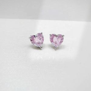 Precio de fábrica, pendientes pequeños de plata de ley 925 con circonitas de colores, joyería fina, pendientes de corazón con circonita para mujer. - Product Image 4
