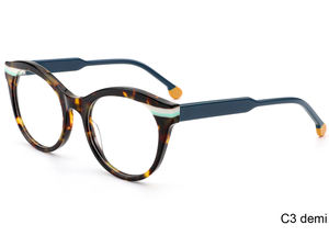 Lunettes rondes œil-de-chat minimalistes de haute qualité pour le quotidien, avec monture et branches cousues, polyvalentes pour le bureau et les réunions - Product Image 4