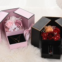 Coffret Cadeau Noir de Mariage Fleur Éternelle Anniversaire Fête des Mères Boîte à Bijoux Éternelle pour Fille Maman