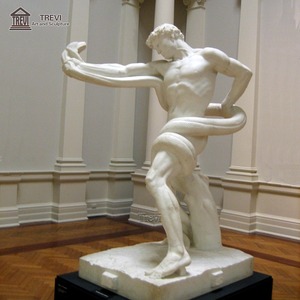 Statua Classica in Marmo Naturale, Scultura Greca di Uomo che Combatta con Serpente - Product Image 2