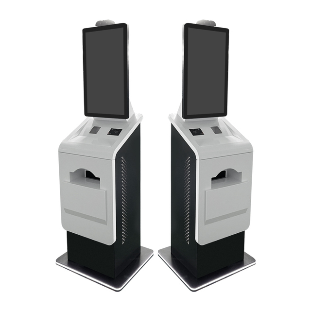 27 Inch Self Service Ticket Thermal A4 Printer Passport Scanner Credit Card Payment Cash Coin Currency Exchange Kiosk SDK