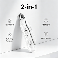 Coupe-ongles et ponceuse électrique 2-en-1 pour animaux de compagnie avec double éclairage LED, tondeuse silencieuse pour ongles de chien, kit de toilettage rechargeable USB-C