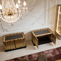 Buffet de luxe en acier inoxydable avec plateau en marbre, design moderne, pour villa, hôtel, salon, chambre à coucher, meuble de rangement personnalisé