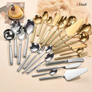 Ensemble de couverts de mariage baroque de luxe cuillère en acier inoxydable doré miroir polonais nordique pour cuisines Restaurants hôtels fête - Product Image 2