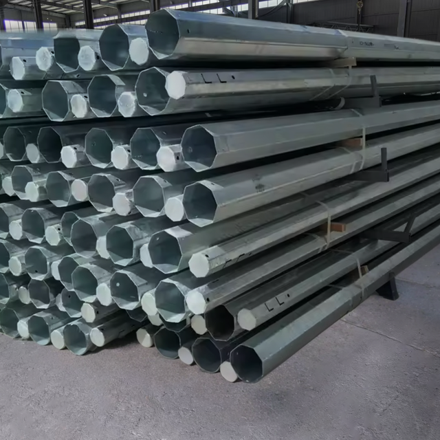 Uniqcoo Electric Poles Hot Dip Galvanization Octagonal Steel Tubular Pole for Power Transmission & Distribution 10kv-138kv