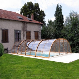 Abri de <span class=keywords><strong>piscine</strong></span> rétractable électrique télescopique pour véranda, structure en aluminium, couverture en polycarbonate, toit mobile, taille personnalisable DIY - Product Image 2