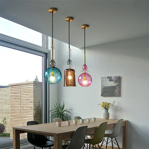 Americano moderno industrial estilo simple diseño colorido bola de cristal colgante lámpara/luz para el hogar - Product Image 4
