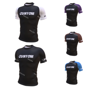 Dropshipping tùy chỉnh jiu jitsu mùa hè UPF50 + thanh thiếu niên & người lớn trống Ngắn Tay Áo phát ban bảo vệ bjj không có gi Rashguard võ thuật mặc - Product Image 1