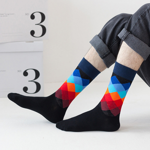 <span class=keywords><strong>Calcetines</strong></span> de Vestir Clásicos de Algodón de Tubo Medio, Color Vívido, Estilo Funky, con Diseño de Argyle para <span class=keywords><strong>Hombre</strong></span>, Venta al por Mayor - Product Image 2
