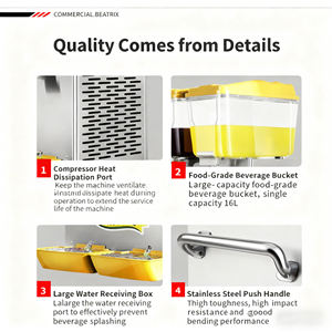 Machine à slush 220V 45KG en acier inoxydable, distributeur de jus 4 saveurs pour restaurant, bar, agents de <span class=keywords><strong>recrutement</strong></span> dans le monde entier - Product Image 5