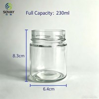 Toples Kaca Silinder Transparan Polos 180ml, Cocok untuk Selai, Marmalade, Selai Kacang, dan Kemasan Set Hadiah Makanan