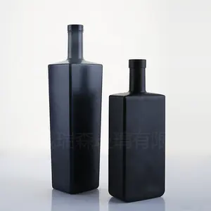 Best Sale New Design Black 500ml 700ml 750ml 1000ml Glass Packaging Customized Bottle For Vodka Whiskey