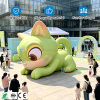 Mascotte gonflable de chat de dessin animé, chat vert mignon gonflable pour campagne publicitaire et événementiel