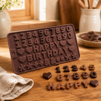 Moule en silicone pour lettres, chocolat, qualité alimentaire, antiadhésif, sans BPA, plateau en silicone, décoration de gâteaux, moule à bonbons, résine
