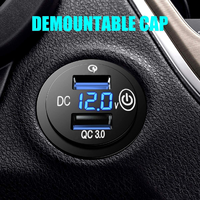 Prise de charge rapide double USB QC3.0 améliorée 12V/24V |   Voltmètre numérique LED, interrupteur à commande tactile