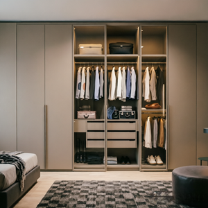 Sistema <span class=keywords><strong>Armadio</strong></span> Moderno di Lusso <span class=keywords><strong>con</strong></span> Isola Centrale, <span class=keywords><strong>Cassettiera</strong></span> e Porte in Vetro per Camera da Letto - Product Image 3